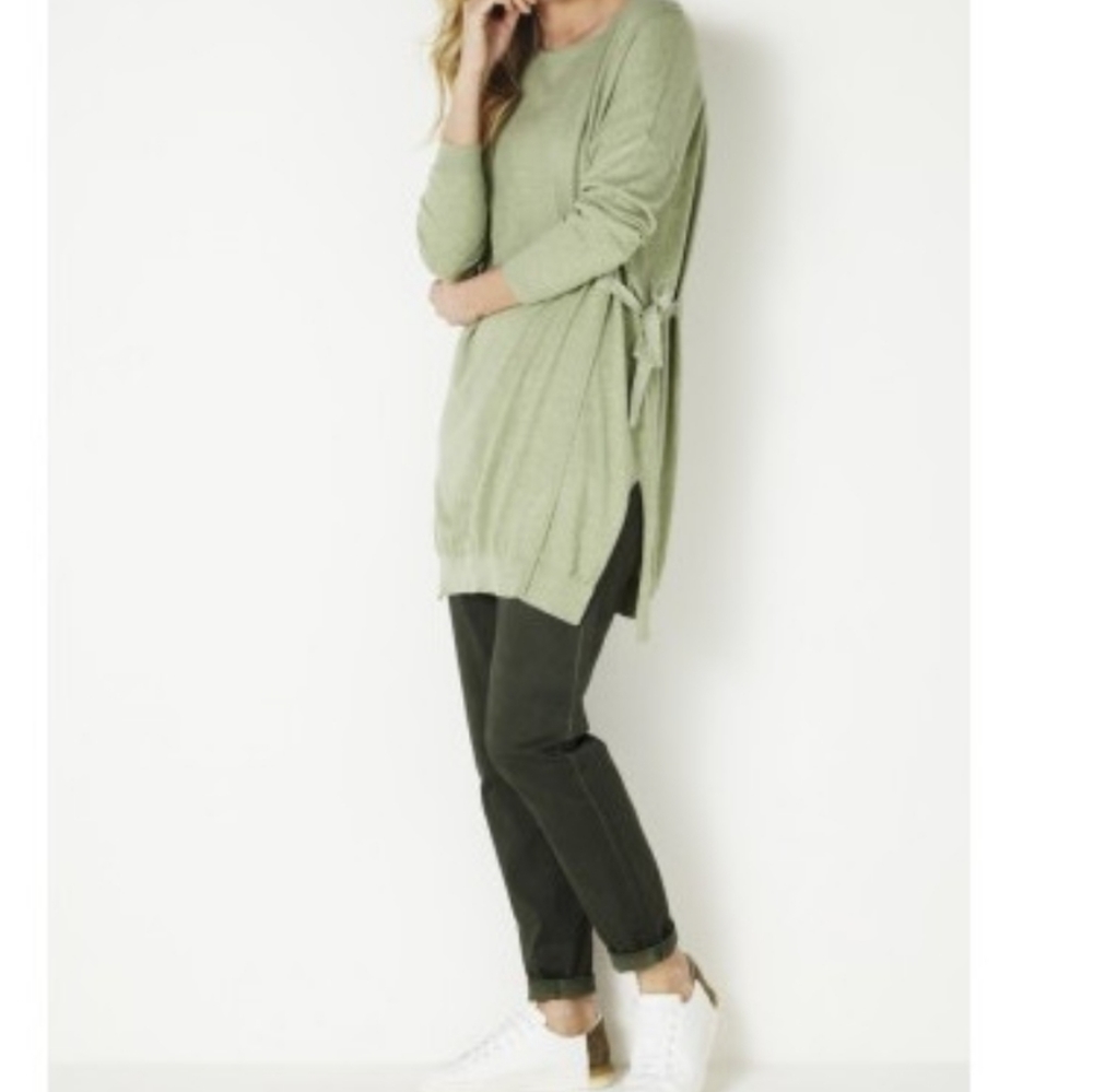 sandwich_ Cotton Blend Side Tie Jumper Shirt Tunic Dress Pistachio Green Sz Xs